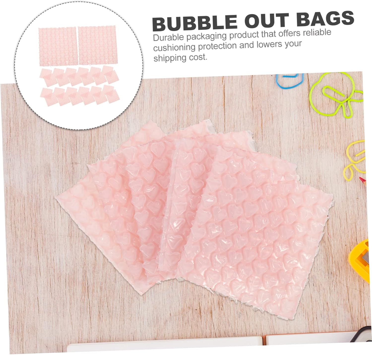 60pcs Extra Thick Bubble Pouches for Mailing and Shipping Heart Shaped Cushioning Bags for Moving Protective Packaging Wrap with Smooth Inner Surface for Ornaments and Collectibles