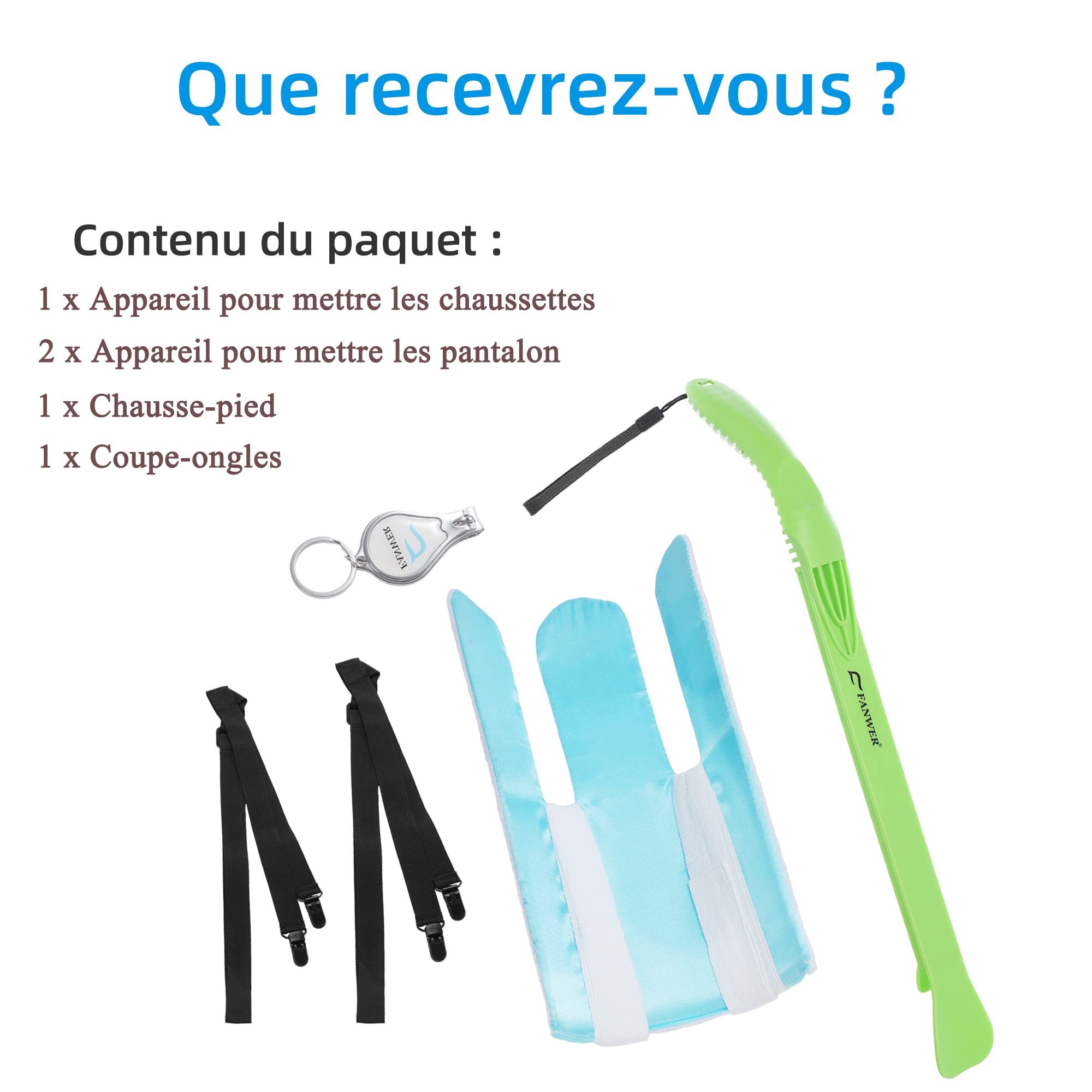 Enfile Chaussettes Kit - Aide à mettre et à enlever chaussettes, chaussures, pantalons - Aide Enfile Bas - Ne Plus Se Baisser, Idéal Personnes Agées, À Mobilité Réduite