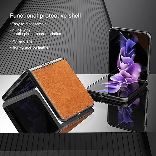 Miniatura 3 de Foluu Funda protectora para Samsung Galaxy Z Flip 3 5G, Galaxy Z Flip 3 5G, piel sintética + carcasa rígida de policarbonato ultrafino, funda
