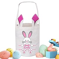 Vista 15 de Cesta de Pascua personalizada para niños, canasta de Pascua de Touber para niños, cesta de conejo de Pascua, regalos de canasta de Pascua