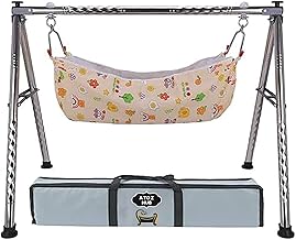 Cuddlecraft Boy's and Girl's Portable Folding jhula,with Free Indian Style Cotton Cloth/Jhula/parna/thottil/Ghodiyu/Parna. (Black)