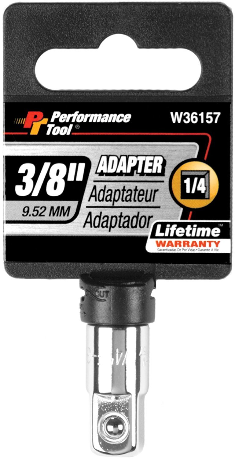 Performance Tool W36157 1/4" F x 3/8" M Adapter Tool | Chrome vanadium alloy steel for strength. Polished nickel chrome plated finish. Ideal for automotive use-image-40