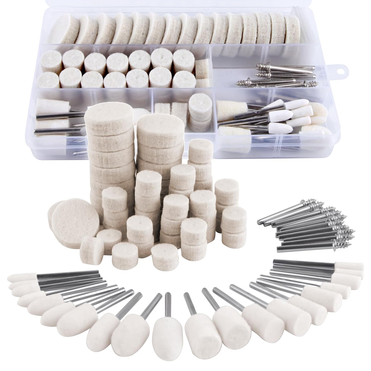 SPEEDWOX 80pcs Polishing Buffing Wheel for Dremel Polishing Kit Wool Felt Polish Buffing Wheel for Dremel Rotary Tool 1/8" Shank Polisher Wheels Assorted Wool Polish Kits