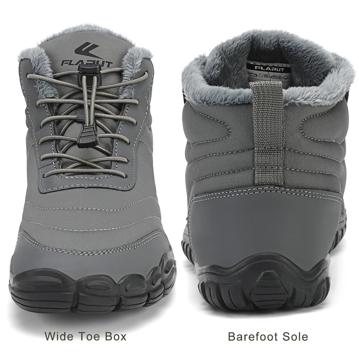 FLARUT Scarpe Invernali a Piedi Nudi Uomo Donna Barefoot Scarpe Foderate Caldo Scarpe a Punta Larga Resistenti all'acqua Scarpe da Trail Running Trekking InvernoStivali