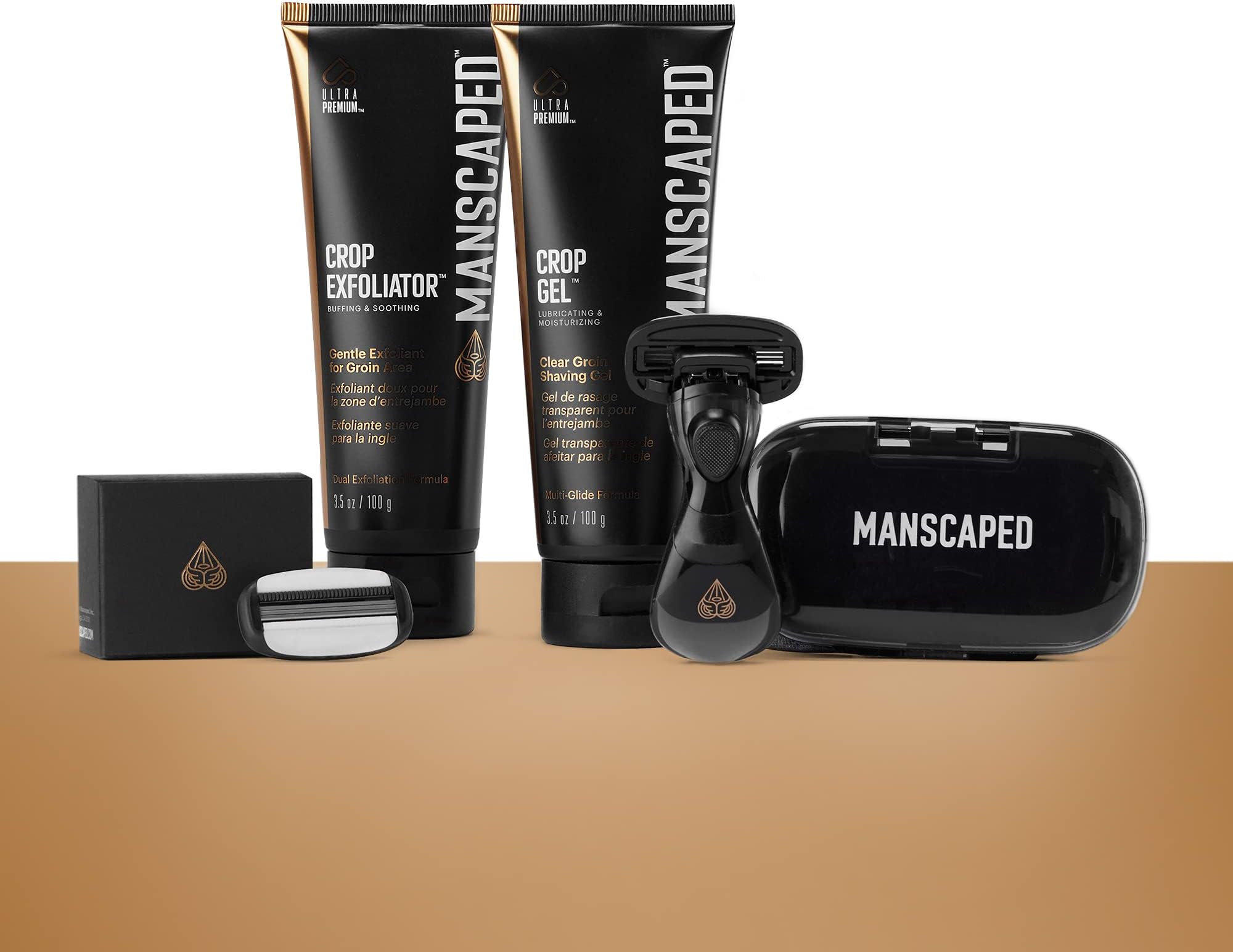 MANSCAPED® The Ultra Smooth Package, Male Hygiene Shaving Bundle, Includes The Crop Shaver™ Groin Razor with Replacement Blades​, Crop Gel® Ball Shaving Gel, and Crop Exfoliator® Ball Exfoliator