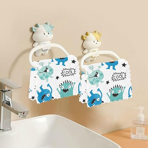 Miniatura 6 de FRODOTGV Monster Hello Cotton Decor Kitchen Microfiber Towels Absorbent Set of 6 Kitchen Tea Towels for Bathroom Coffee
