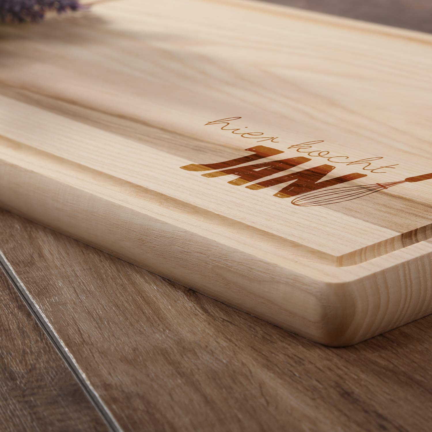 FORYOU24 Holz Schneidebrett hell mit Gravur Motiv 09 - personalisiert mit Wunsch-Name Küchenbrett Kochbrett graviert Geschenkidee