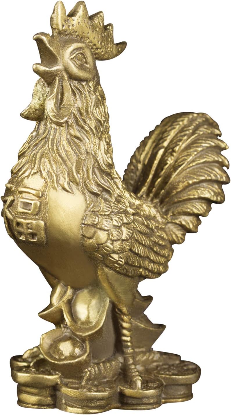 BRABUD Brass Rooster Statue Feng Shui Handmade Chicken Figurine Collection Home Decor