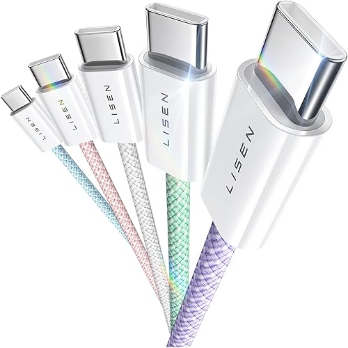 LISEN for iPhone 15 Charger Cord, 60W USB C Cable 5 Pack[3.3+3.3+6.6+6.6+10FT] USB C to USB C Cable Charger Cord Type C for iPhone 15 Pro/15 Plus/15 Pro Max iPad Pro 2024 Mini Pro Air MacBook