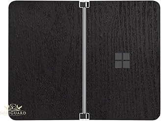 SopiGuard Sticker for Surface Duo Phone Edge-to-Edge Precision Vinyl Skin Wrap (Wood Black)