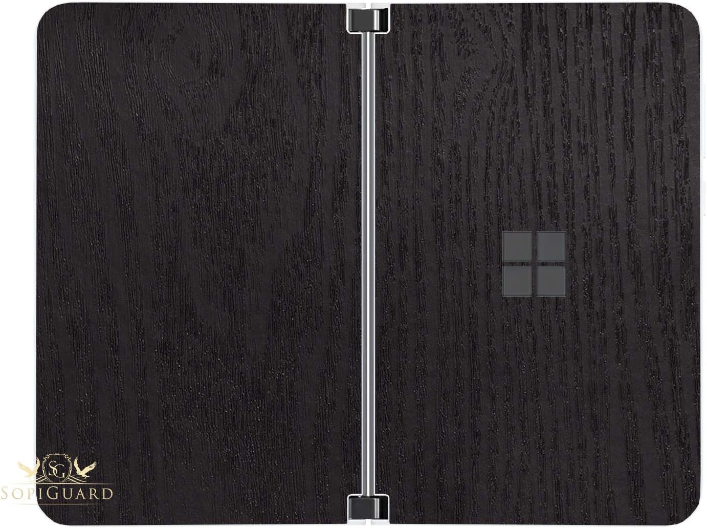 SopiGuard Sticker for Surface Duo Phone Edge-to-Edge Precision Vinyl Skin Wrap (Wood Black)