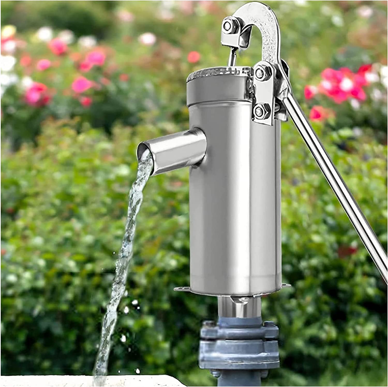 FUYAO Manuelle Brunnenpumpe, Edelstahl-Tiefbrunnen-Handpumpe, Wasser-Saugpumpe, 10 m Reichweite, zum Pumpen von Grundwasser in Hausgärten Garten