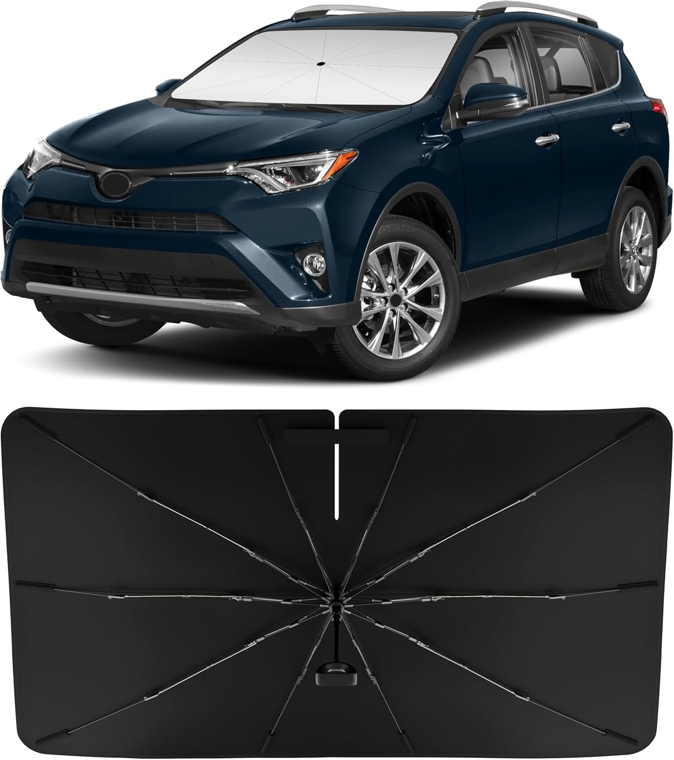 INSAUTO Custom Fit Windshield Sun Shade Umbrella for Jeep Grand Cherokee 2022-2026, Easy Fold & Store, Comes with Bag, UV & Heat Reflective, Keeps Your Car Cool