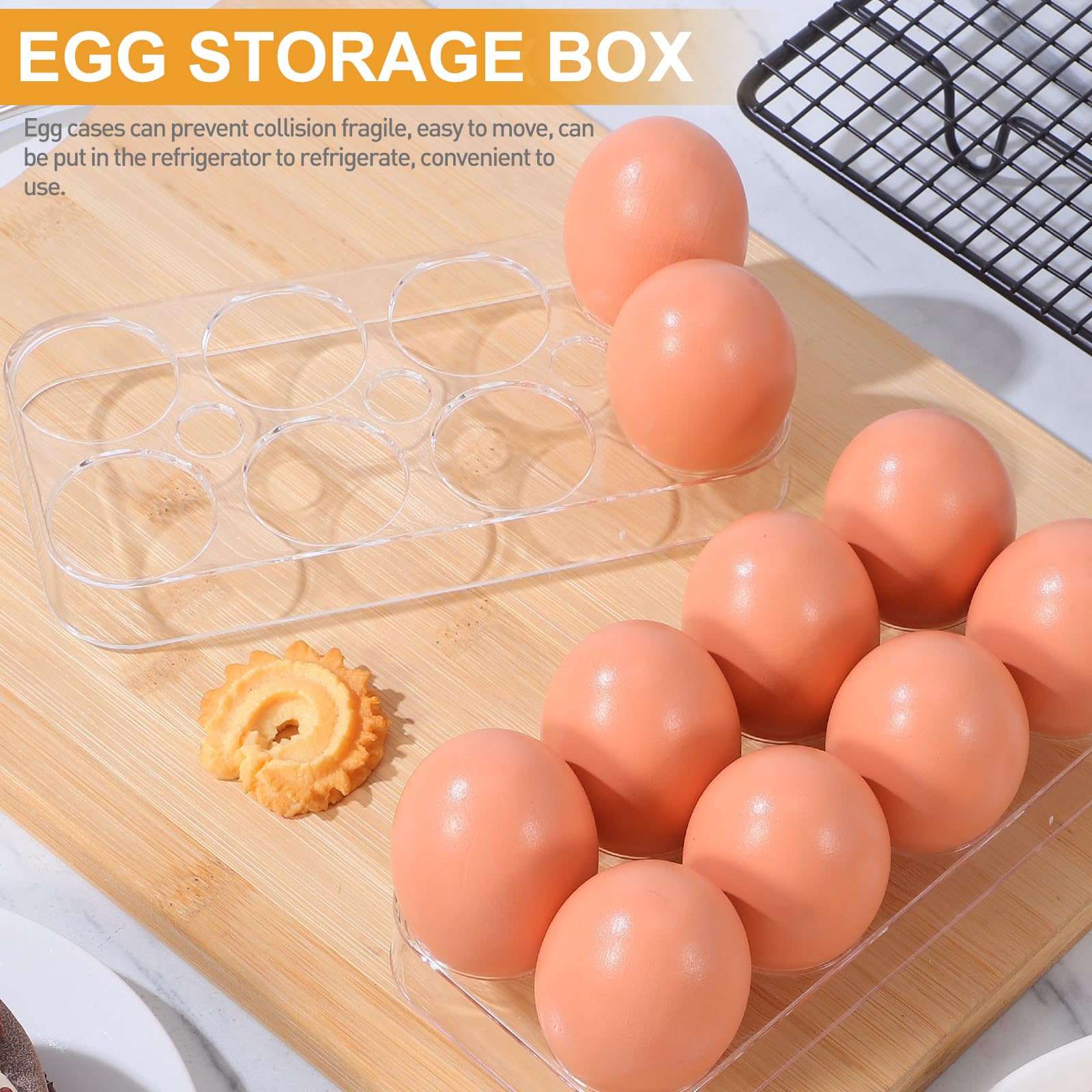 2 Piezas Porta Huevos para Nevera, 17.5 x 8.5 x 2.2cm Hueveras para Frigorifico, Caja de Almacenamiento de Huevos con 8 Compartimentos, Práctico y Conveniente, para Cocinas y Frigoríficos