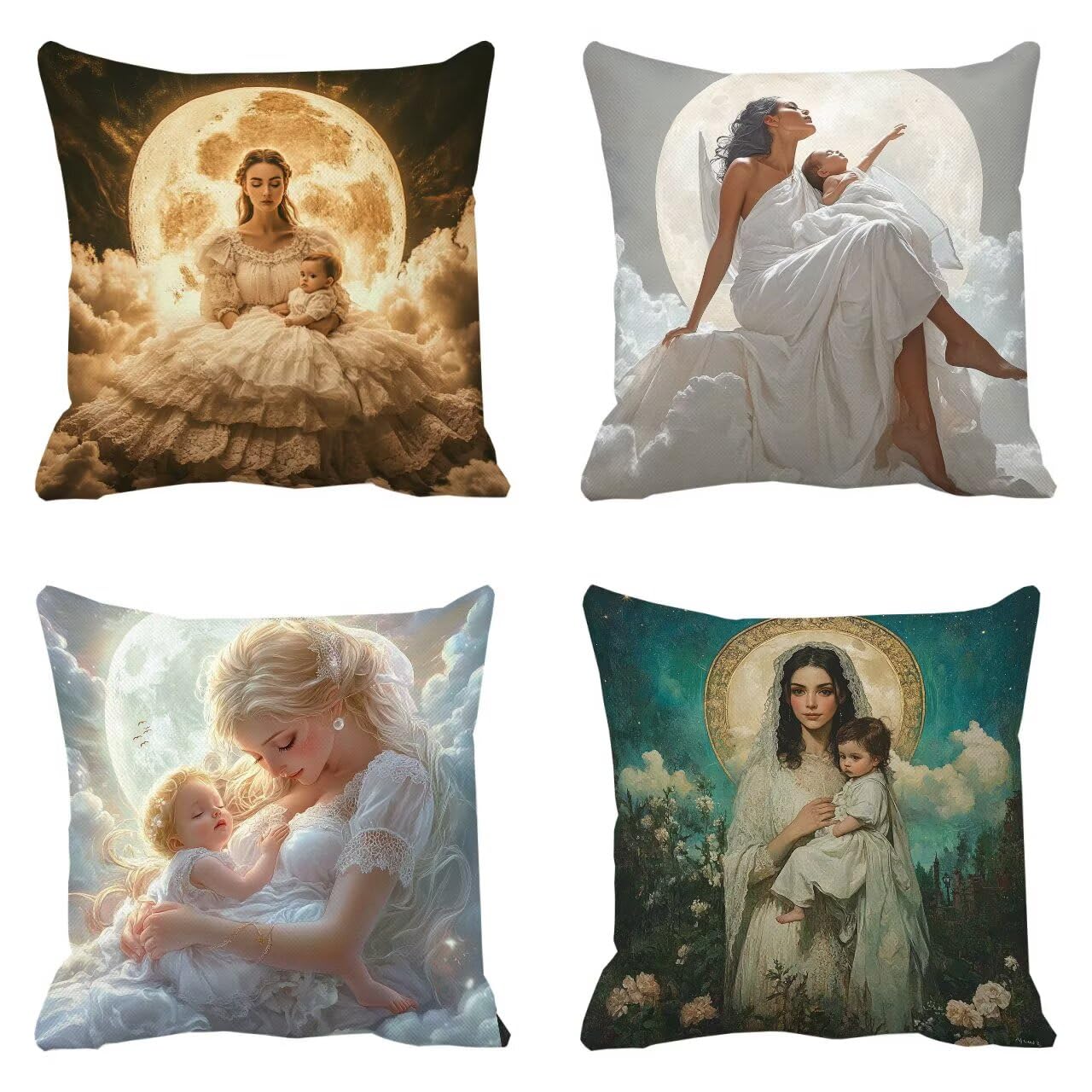 Housse coussin 65 x 65 cm lot de 4 blanc imperméable pour canapé de jardin
