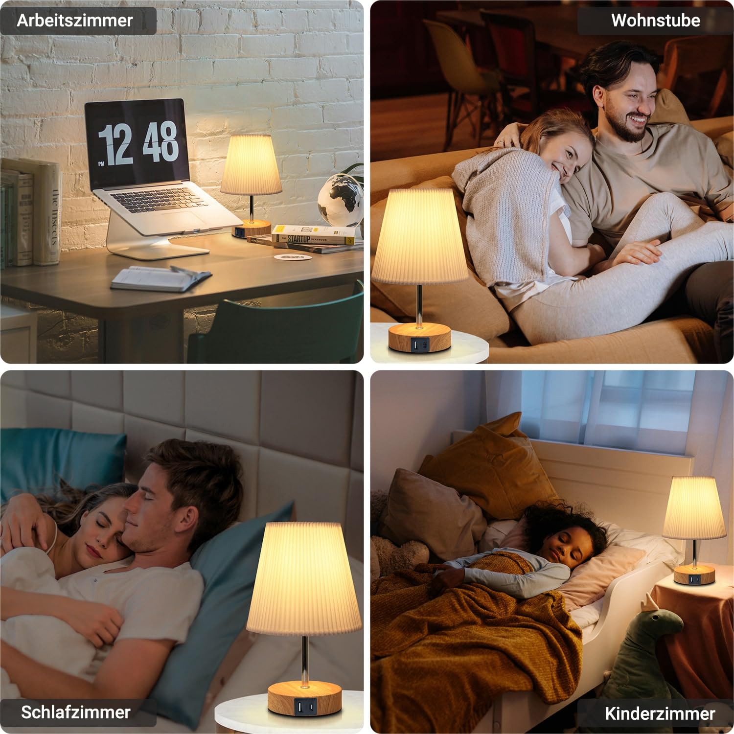 HSLighting Nachtlampje Touch Dimmable: Tafellamp Touch Dimmable Lichtbol 3 Helderheidsniveaus Verstelbare Bureaulamp Minimalistisch voor Lezen Woonkamer (Cone-USB, 2