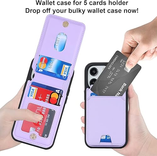 Miniatura 2 de Funda para iPhone 14 Pro con tarjetero de crédito, caja fuerte para iPhone 14 Pro, funda de cuero para mujer, compatible con mag Safe Wallet