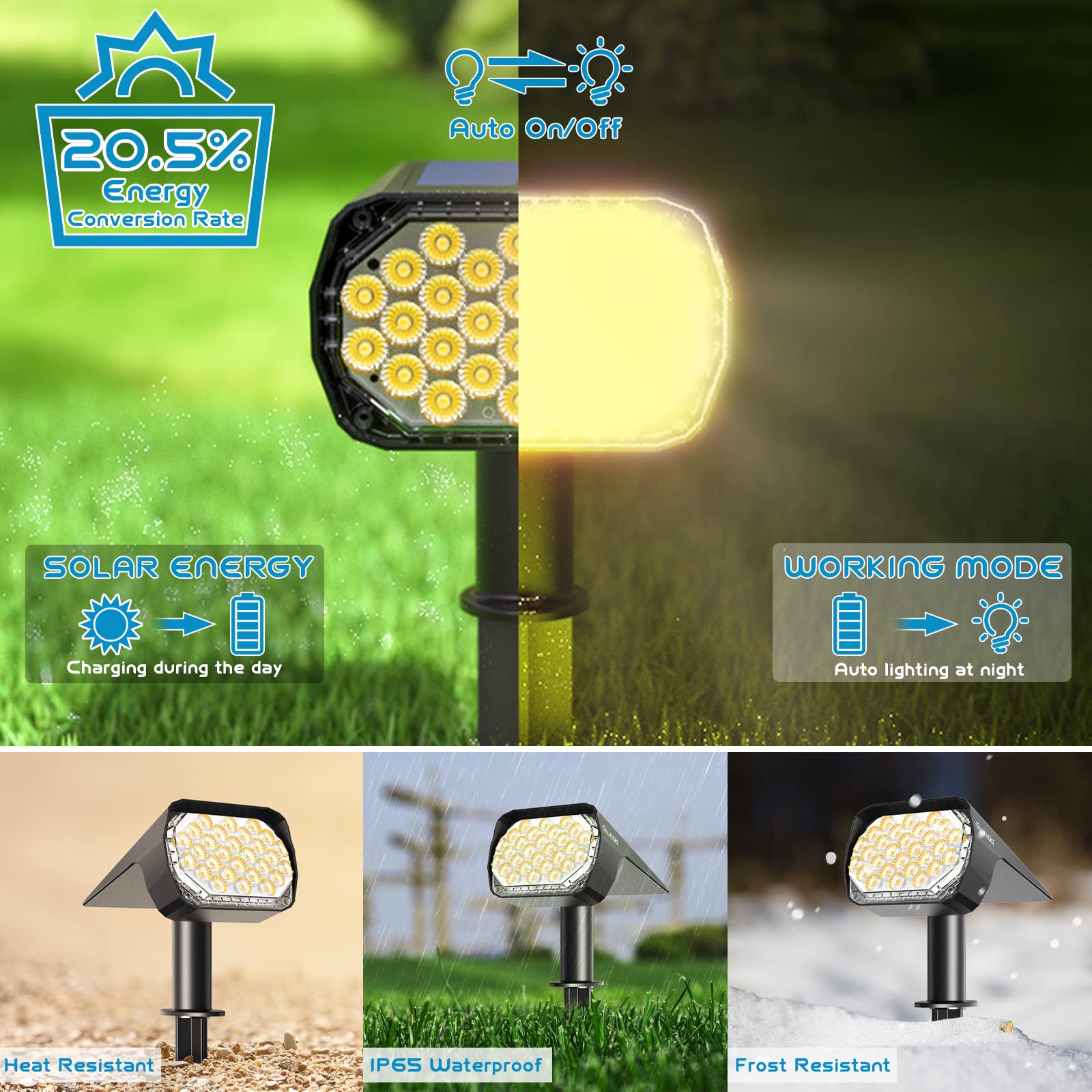 Quntis Solar Spot Lights Outdoor Garden - Image 4