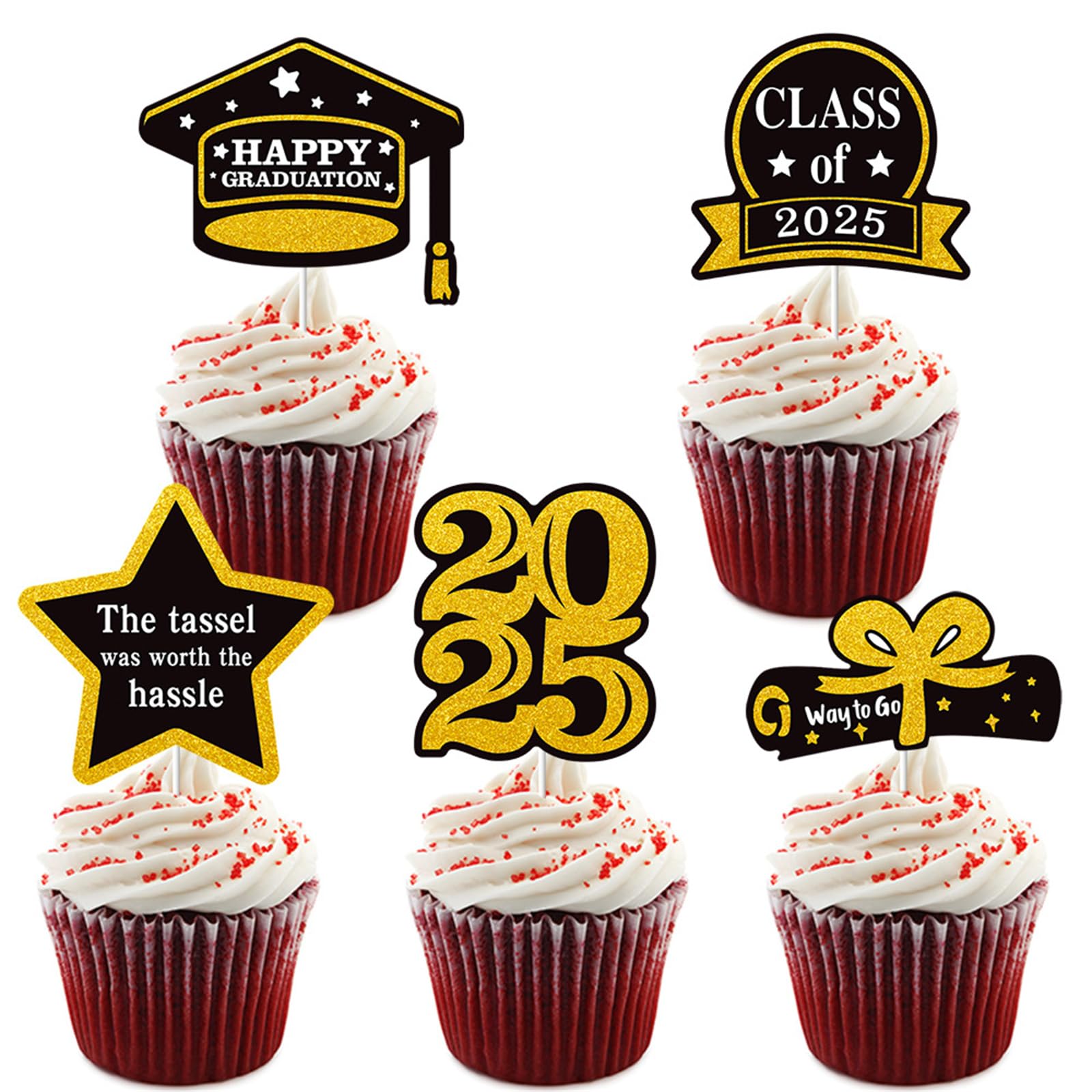 Xjdzineq 5PCS Cake Decoration Set Toppers Graduation Accessories Adornment Suitable for Graduation Parties Toppers Flags