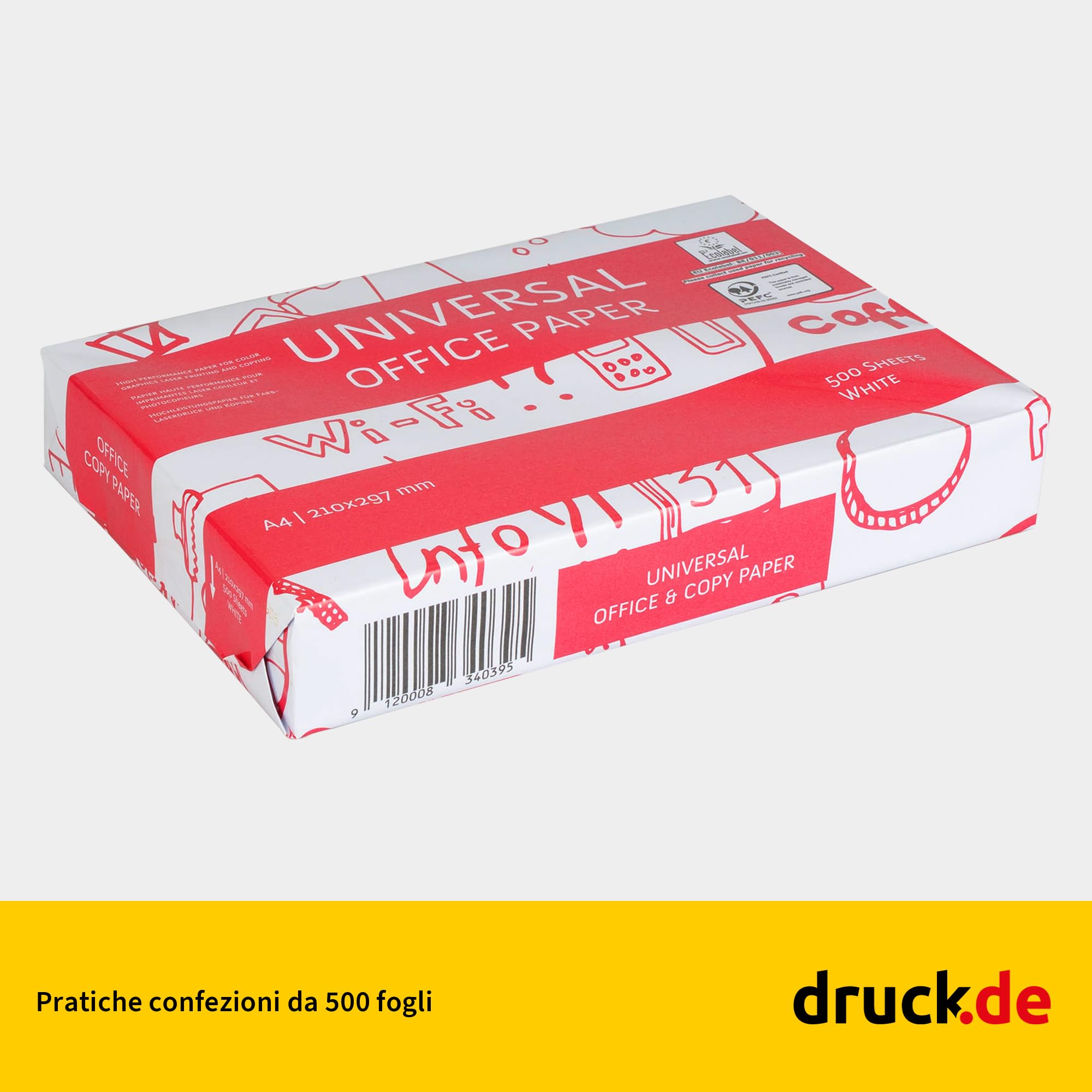 Carta per stampante Premium DIN A4 – 10.000 fogli (4 x 5 x 500 fogli) – Carta bianca universale multiuso CIE bianco 160 – Sigillo PEFC – ideale per ufficio e casa (4 scatole | 10.000 fogli)
