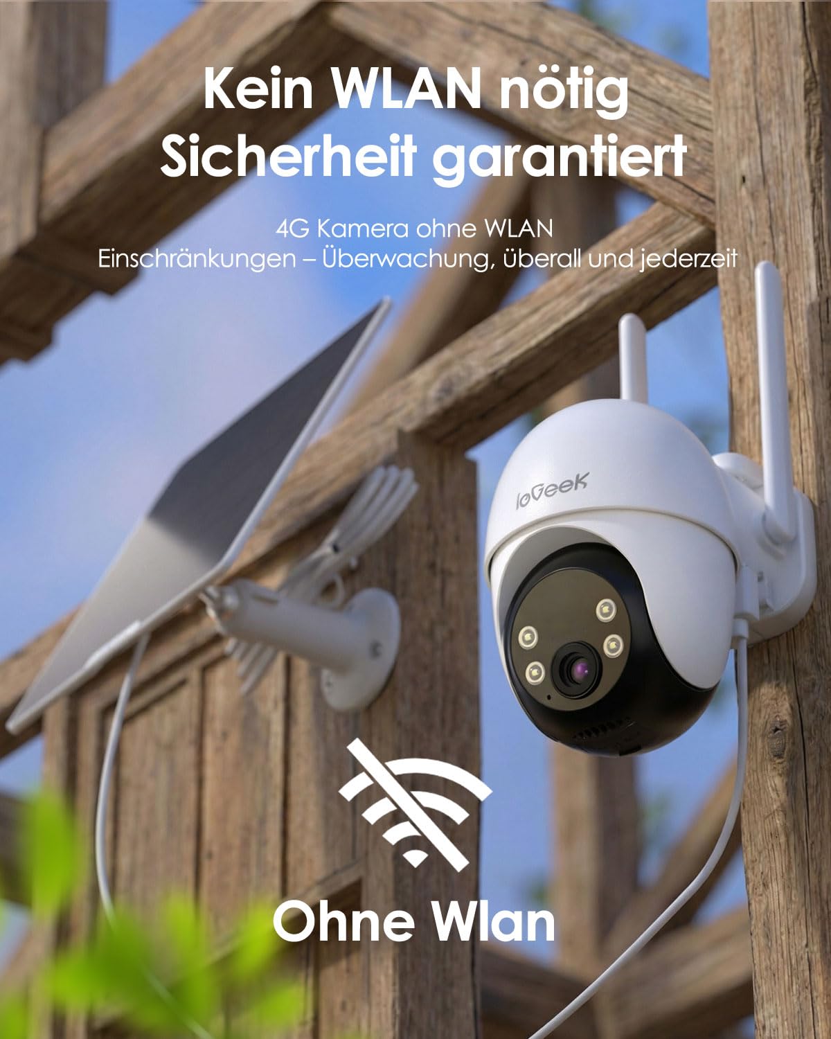 ieGeek 4G 24/7 Aufzeichnung AOV Überwachungskamera Außen mit SIM ohne WiFi