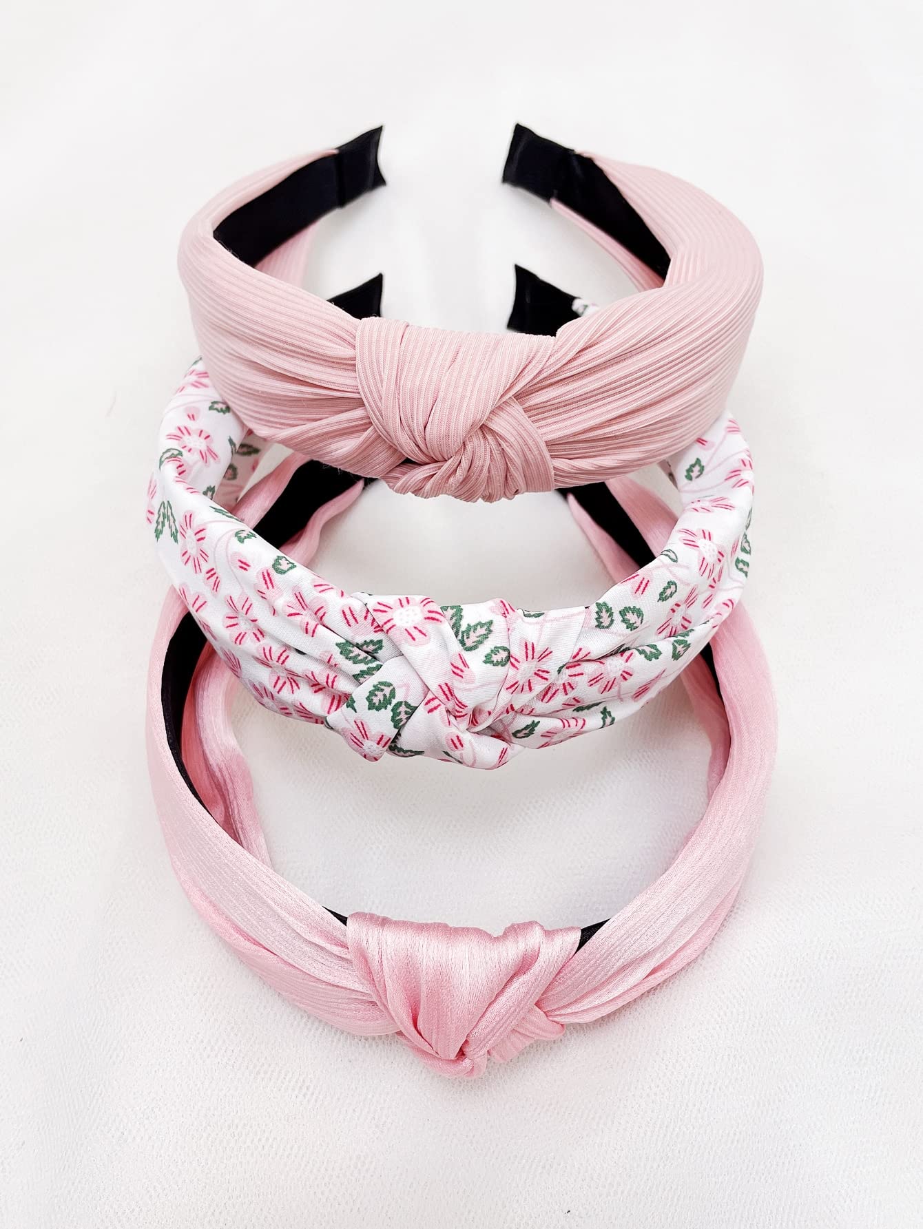 MOKIRO Fashion Women's Hair Band 3pcs Flower Print Headband Daily wear (Color : Baby Pink)