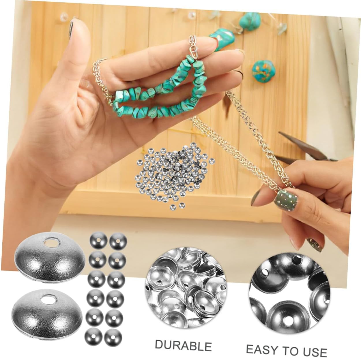 Tofficu 4sets Bead Caps for DIY Projects Jewelry Accessories Stainless Steel Bead End Caps Multi-Functional for Necklaces Bracelets 200pcs*4