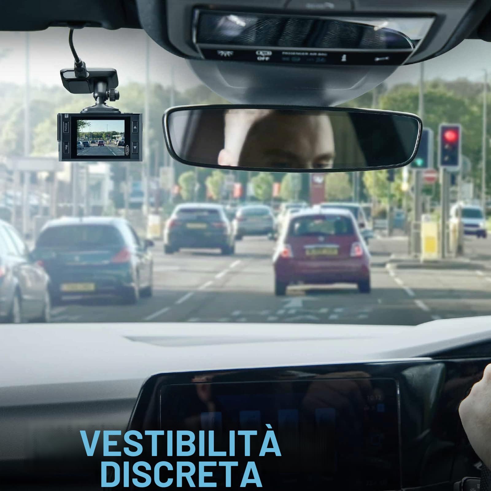Ring Automotive RSDC3000 Smart Dash Cam con GPS WiFi Full HD 1296p 30fps 2.0" Screen G-Sensor Ring Connect App fotocamera anteriore auto dashcam compatibile posteriore, nero