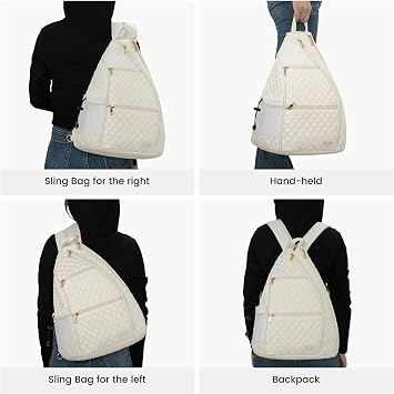 Sucipi Women's Pickleball Backpack - Quilted Crossbody Sling Bag for Tennis & Pickleball Paddle