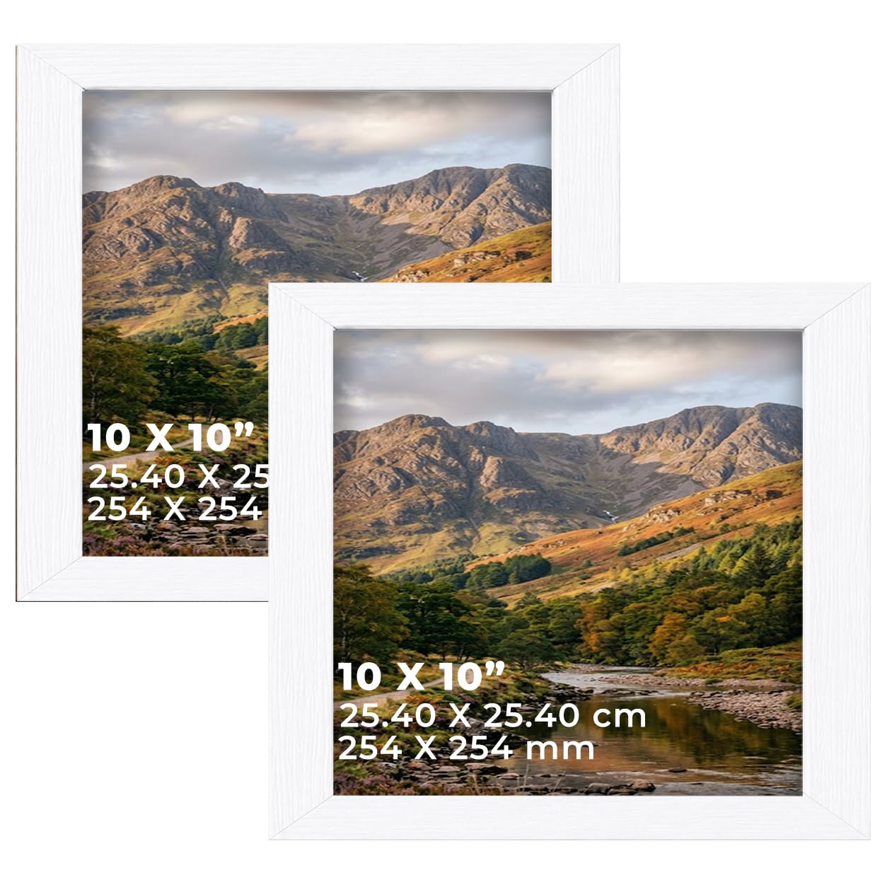 DECORO White 10X10 (25.40X25.40 CM) Pack of 2 Picture Frame with Plexiglass Front & Engineered Wood Construction, Wall Hanging Display for Photos, Posters, Prints & Artwork, Portrait or Landscape — image 1