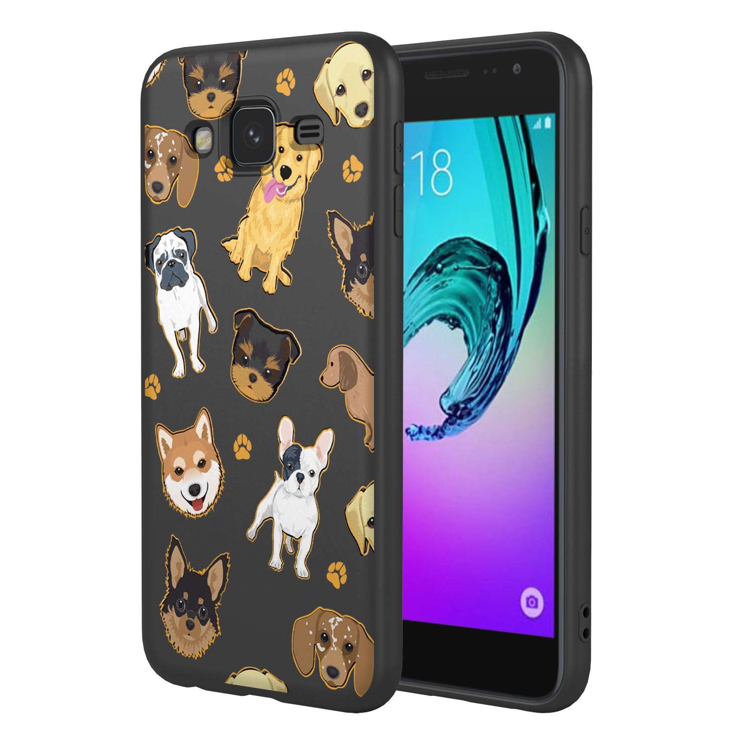 HTXWXJC Phone Case for Galaxy J3 2016 Case, SM-J320 J310 Samsung J3 2016 Case Shockproof Flexible Bumper TPU Soft Case Dog Pattern Phone Cover for