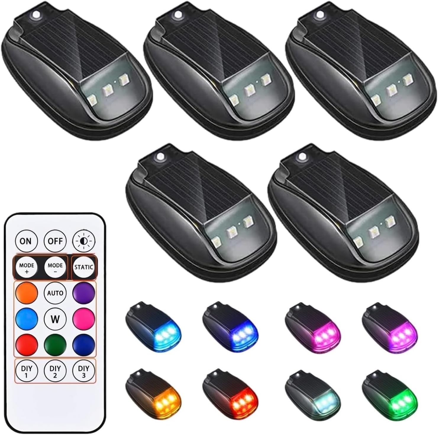 Solar Car Roof RGB Strobe Light, 2026 New Solar Cab Lights, Solar Waterproof Cab Roof Lights, Wireless No-Drill LED Roof Lights with Remote Control, 8 Color Off Road Lights with Vibration Sensor