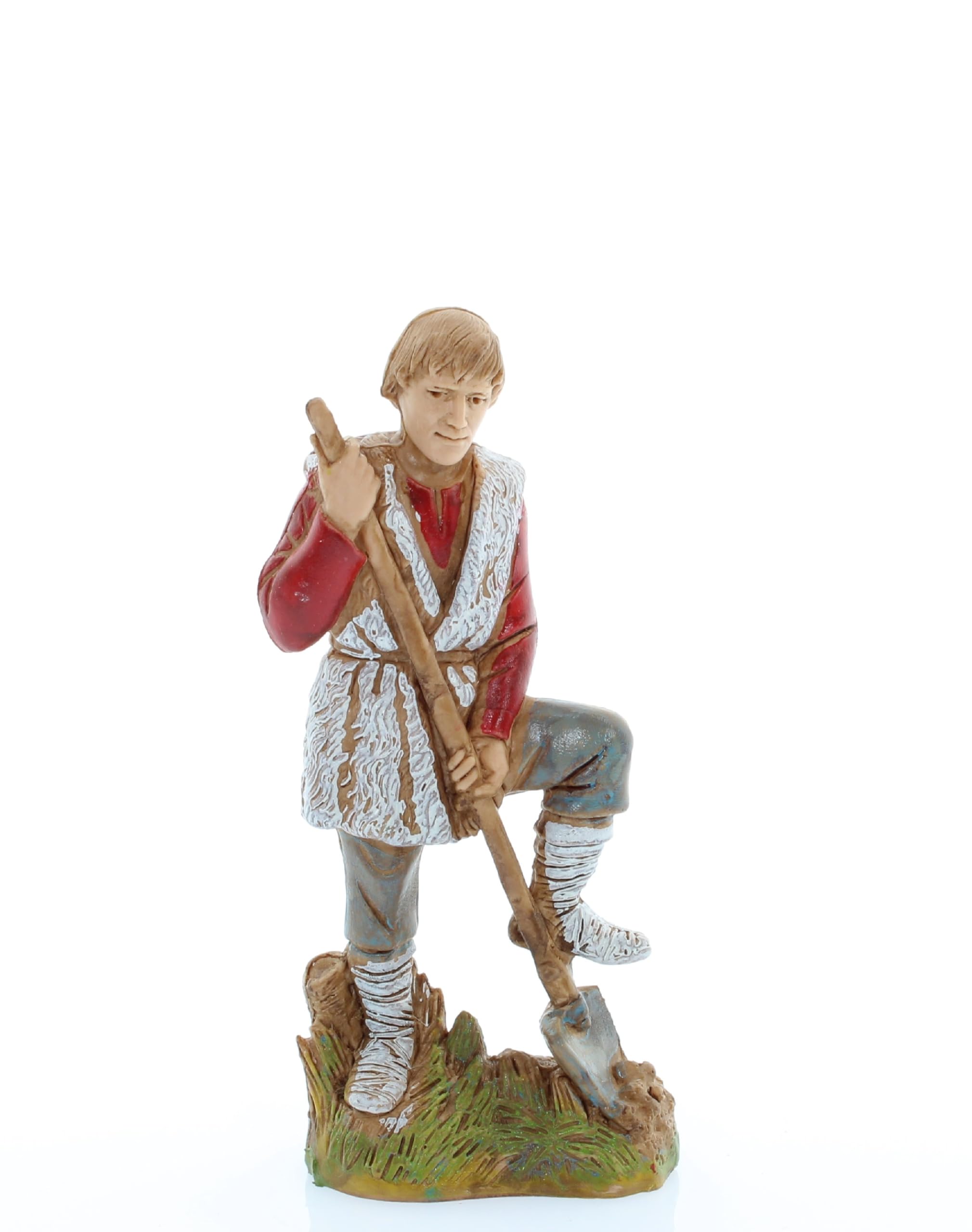 Moranduzzo Pastor con Pala para Belén de 10 Cm Escala 1:20 - Figuras de Belén Indestructibles - Estilo 700', Pintura Acabada a Mano, Producto Oficial, Escultor M. Landi