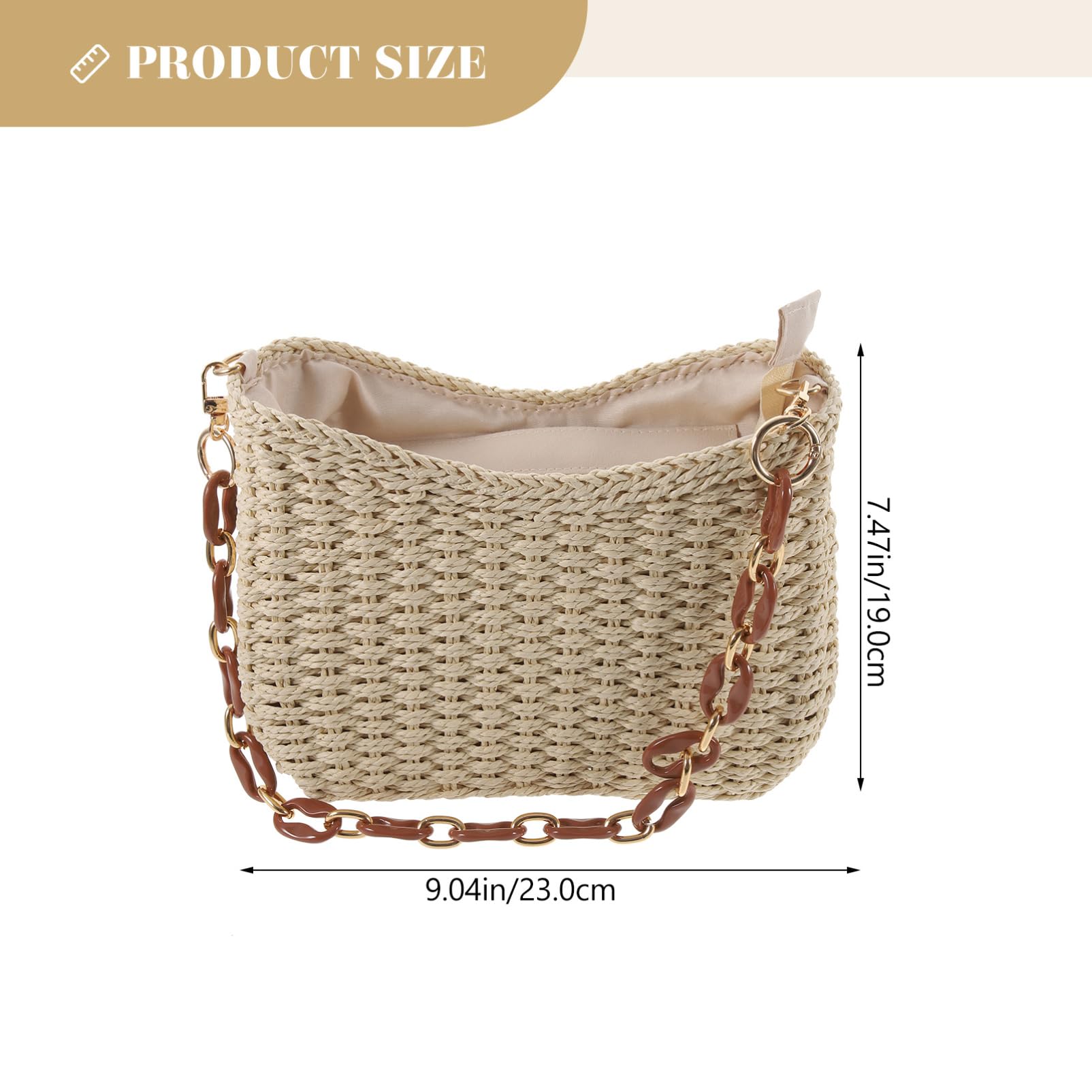 SHERCHPRY Bolso de Paja para Mujer Bolsa de Playa de Verano Bolso Tote de Paja para Playa Portátil para Mujer para Vacaciones