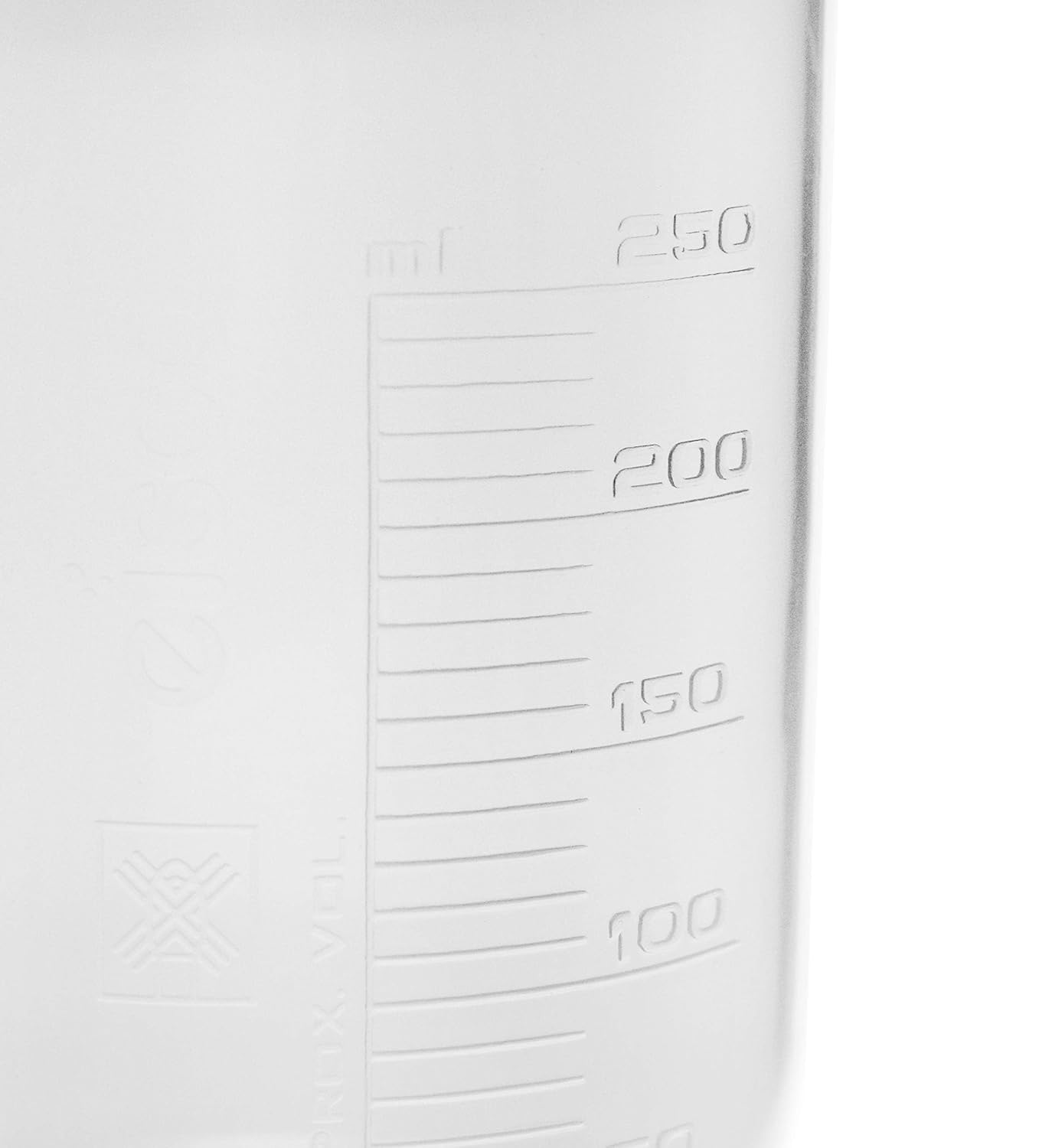 EISCO 12PK Plastic Beakers, 250ml - Polypropylene Plastic - Raised Graduations, Tapered Spout - Euro Design