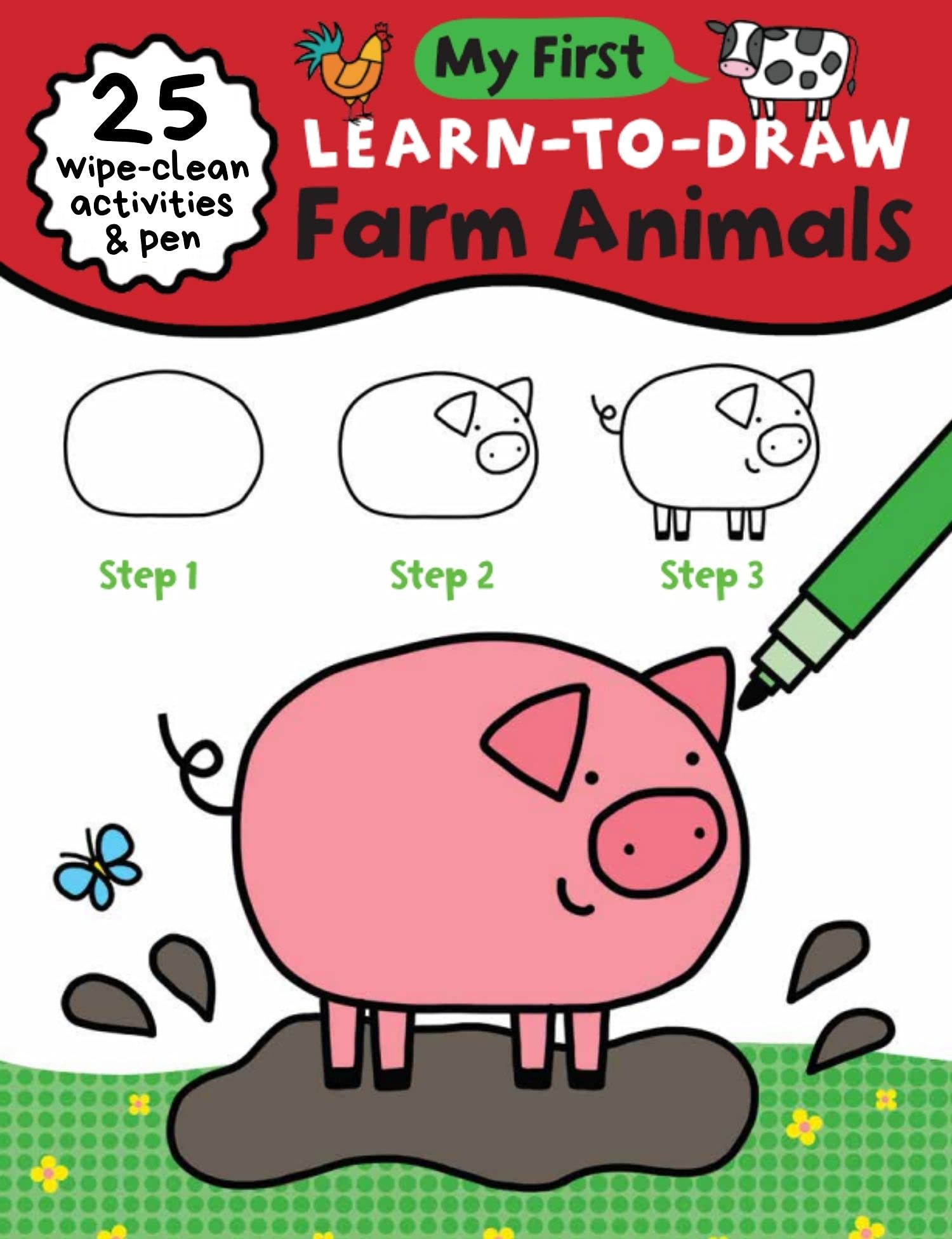 My First Learn-To-Draw: Farm Animals: (25 Wipe Clean Activities + Dry Erase Marker) (My First Wipe Clean How-To-Draw) Spiral-bound – 1 Sept. 2020