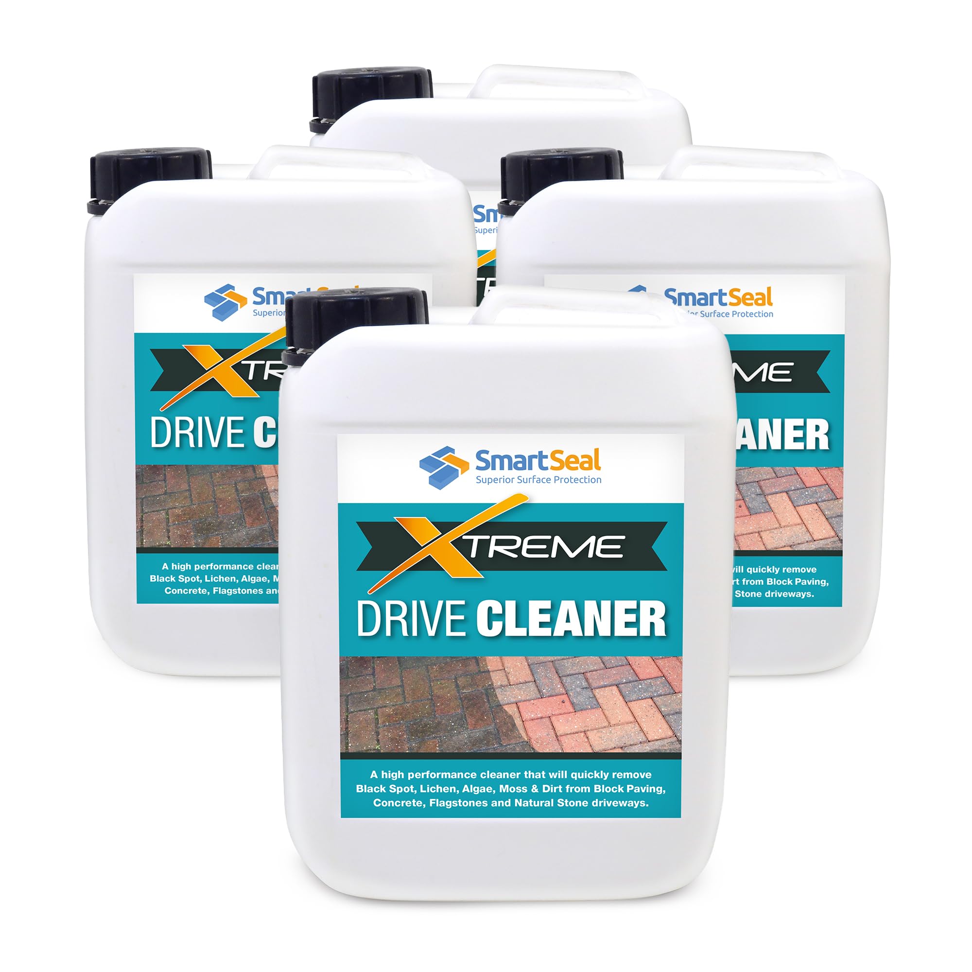 Smartseal Drive Cleaner Xtreme - 4 x 5L - Powerful Block Paving Cleaner & Black Spot Remover for Drives, Patios & Paths - Quickly Cleans Dirt, Lichen & Algae on Block Paving, Stone, Brick & Concrete โ image 1