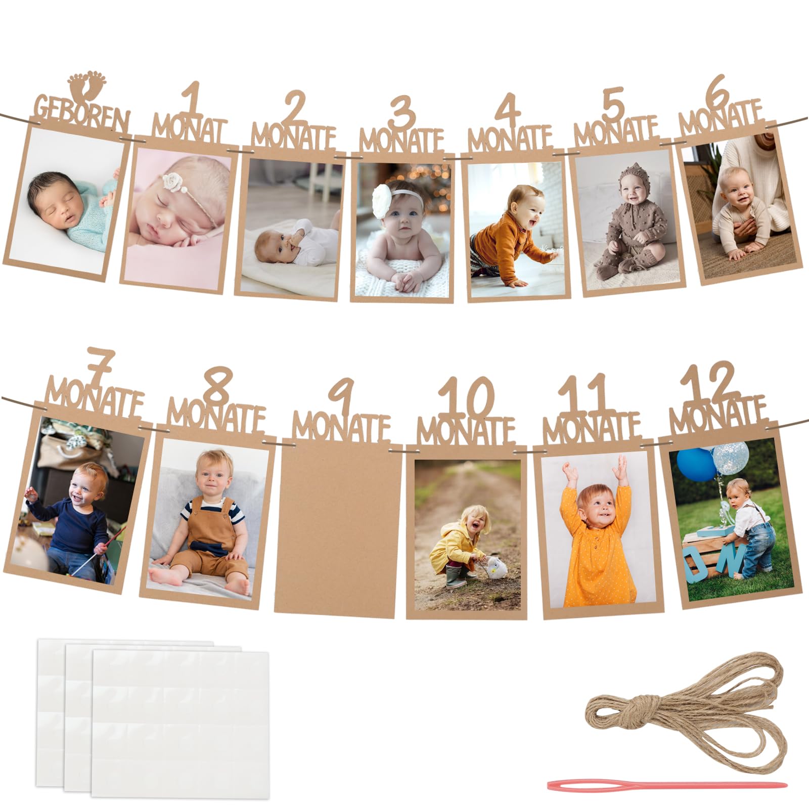 Ghirlande Compleanno di Foto per Primo Compleanno in Tedesco Foto Banner per Bambini 12 Mesi Decorazione Compleanno 1 anno