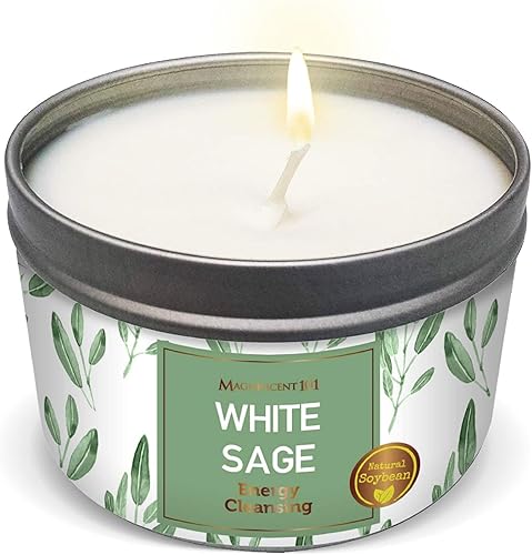 Miniatura 7 de Magnificent 101 Vela perfumada de salvia + madera de cedro de larga duración  6 onzas - 35 horas de combustión  Hecho de cera de soja para limpieza