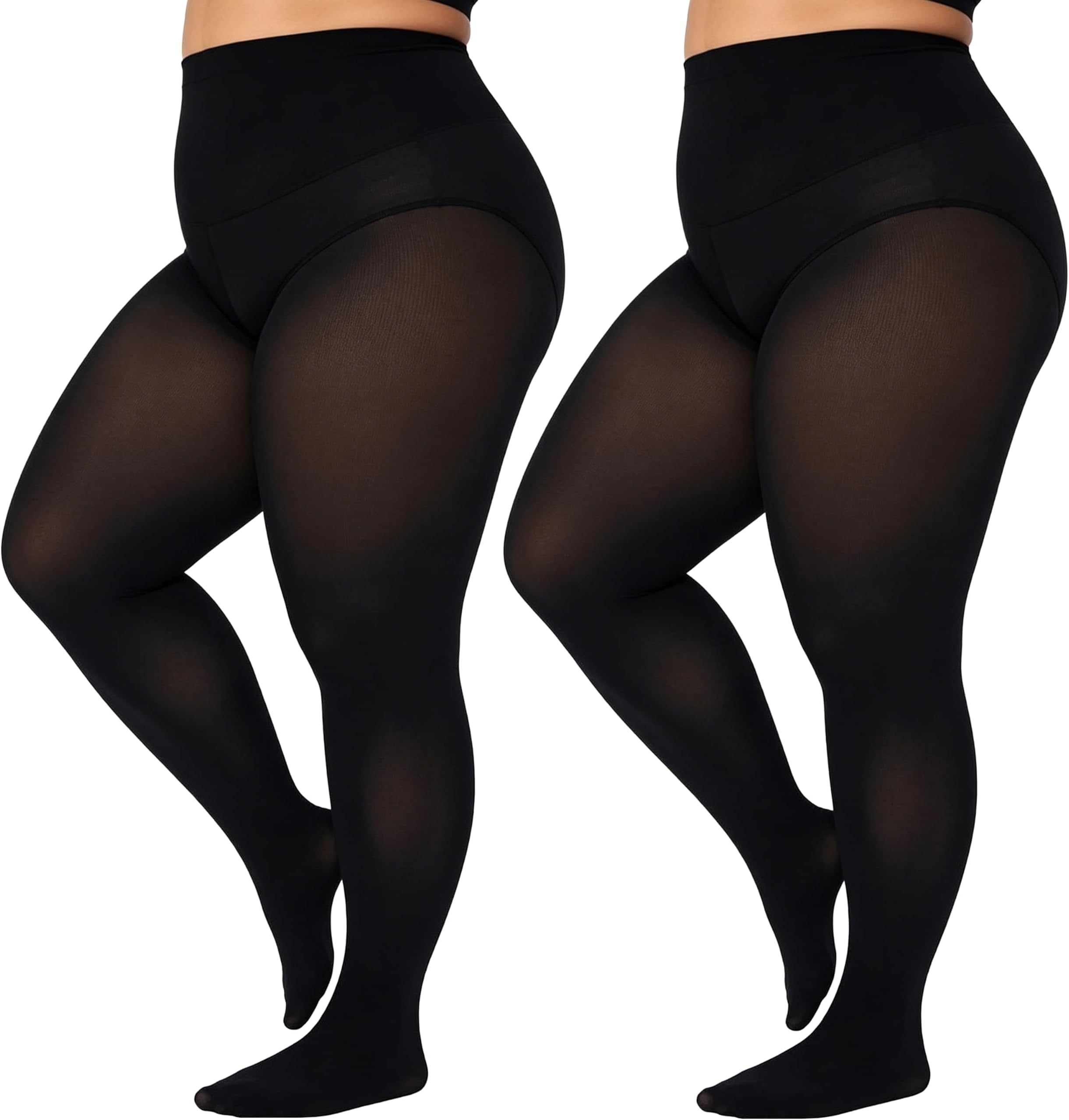 Plus Size Tights for Women 80D Soft Solid Color Semi Opaque Pantyhose High Waist 1X 2X 3X 4X