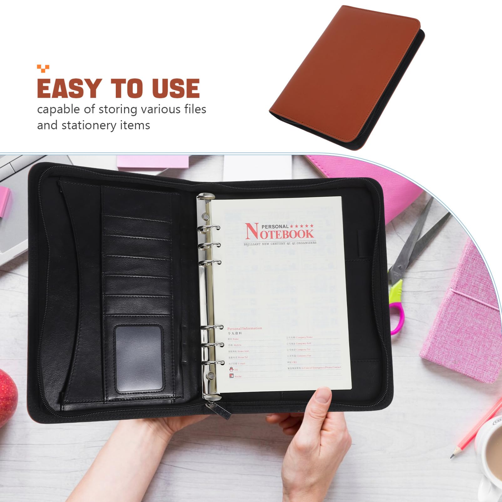 Gadpiparty Maletín Cremallera De Organizador De Carpeta De Negocios Para Certificados Carpeta Para Chequeras Portafolios