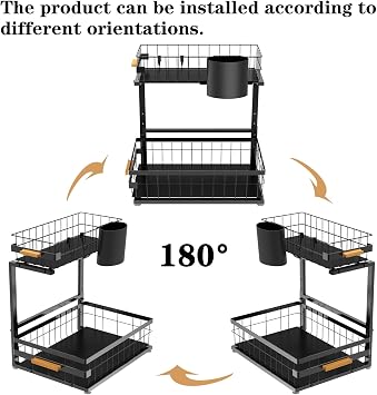 Under Sink Organizer, 2 Tier Under Sink Organizers and Storage | Slide Out Pull Out Metal Cabinet Organizer Shelf for Kitchen Bathroom Pantry Cabinet Closet Organization Rack