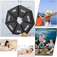 Vista 3 de Organizador semanal de píldoras, paquete de 2 cajas, estuche para medicamentos libre de BPA, caja de píldoras para suplementos, medicamentos