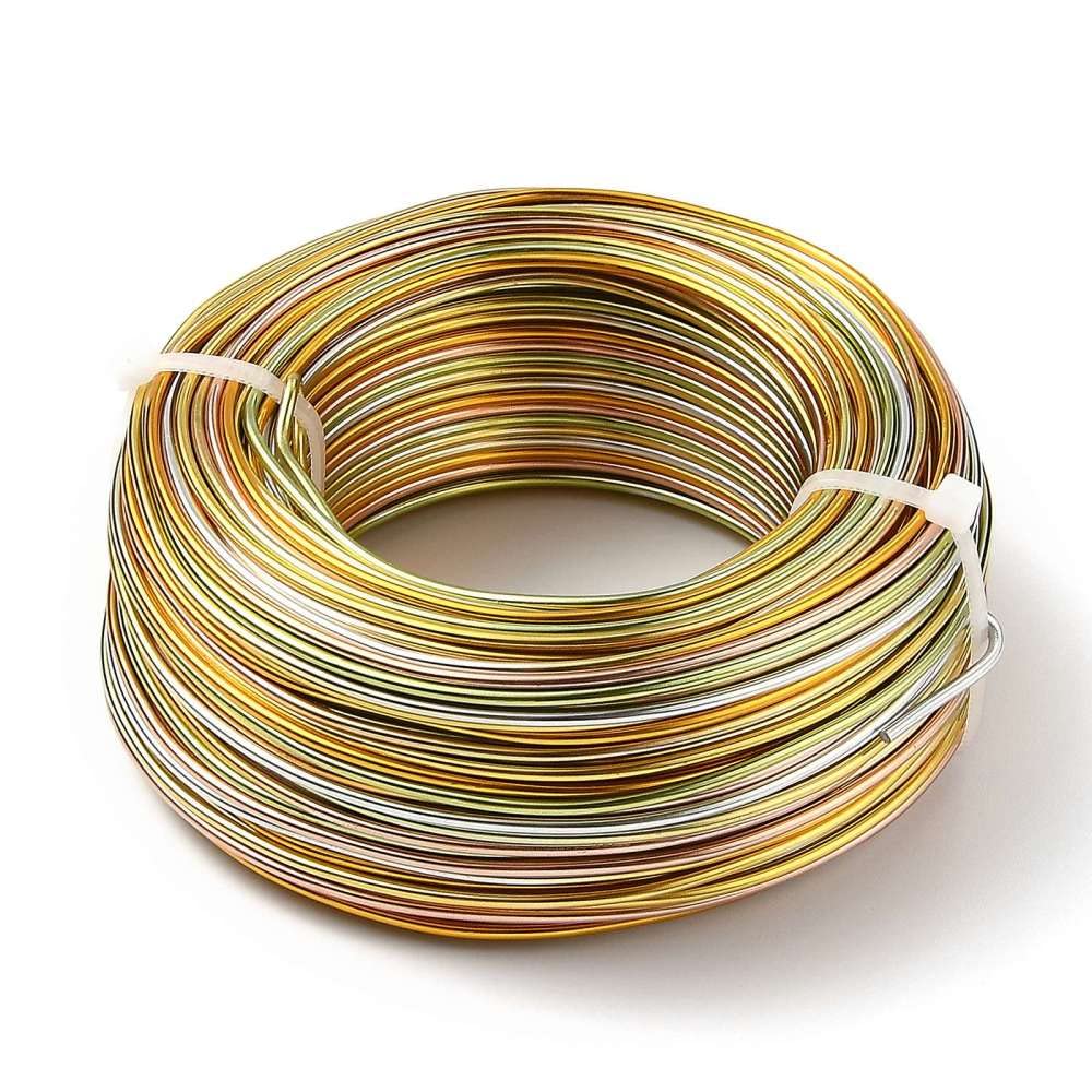 Wytwarzanie cienkich drutów, drutów aluminiowych Około 55 m/rolka Kolorowy drut aluminiowy 1 mm 1,5 mm 2 mm Półprodukty do biżuterii do biżuterii DIY Akcesoria do rękodzieła (kolor: F, rozmiar: 2 mm 5