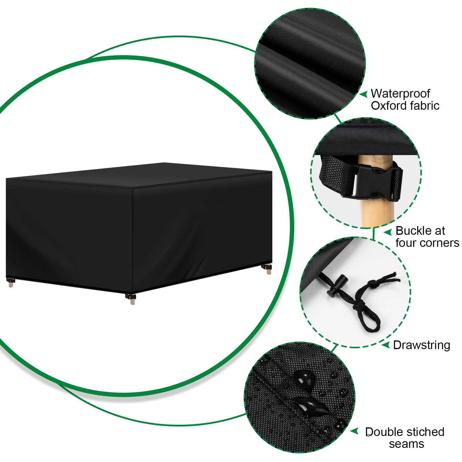 WOLTU Copertura per Mobili da Giardino in Oxford 420D, Telo Copertura da Esterno con Coulisse, Idrorepellente Antivento anti-UV, Copertura per Tavolo e Sedie da Esterno, 250x210x90 cm Nero