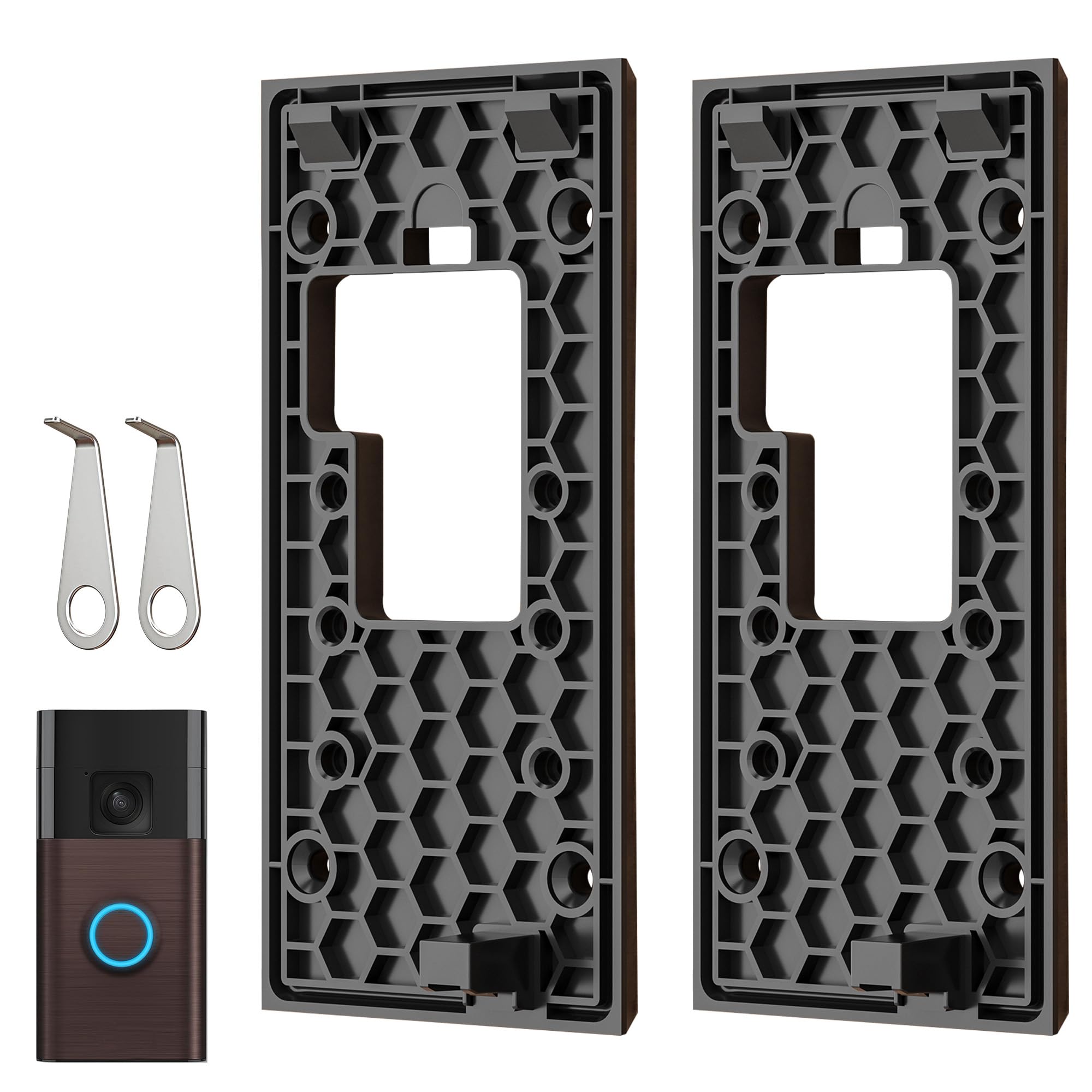 No-Drill Adhesive Video Doorbell Mount Compatible with Ring Battery Doorbell (2024 Release), Door Mounting Holder Bracket Accessories for Apartments Office Houses (2 Pack)