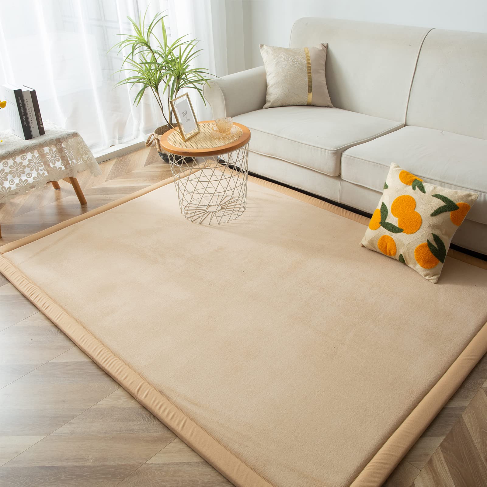 BYBYME Krabbelmatte Baby Korallen Samtmatte Kinderteppich - Extra Dicke 3cm und Weiche Spielmatte - als Teppich Kinderzimmer, Spielteppich Baby, Krabbeldecke (Braun, 150x200cm)