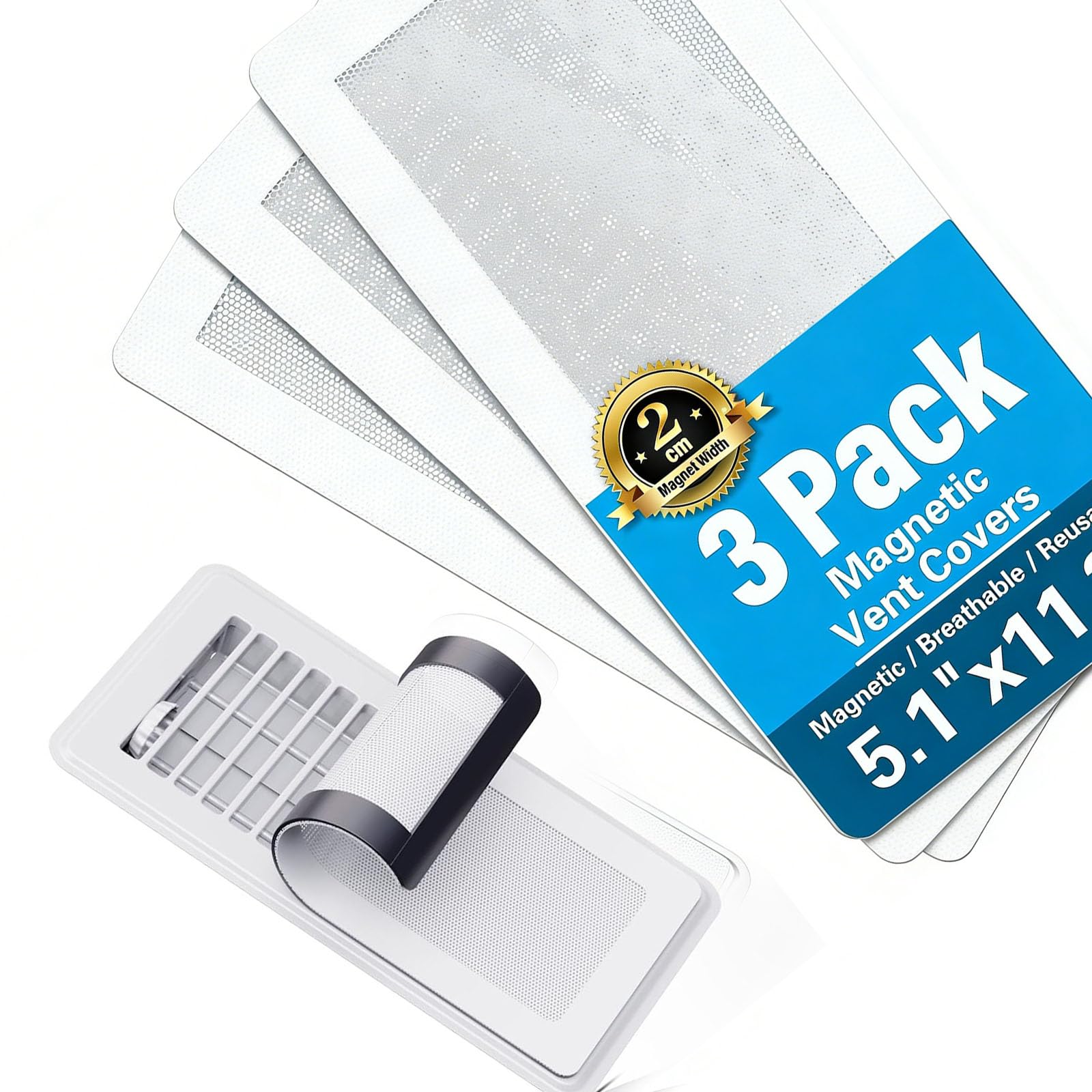 of 3 Attractive Outlet Grilles White Color Permanent Metal Frame Simple Adhesion Structure for Effortless Maintenance Household Conditions Floor Outlet