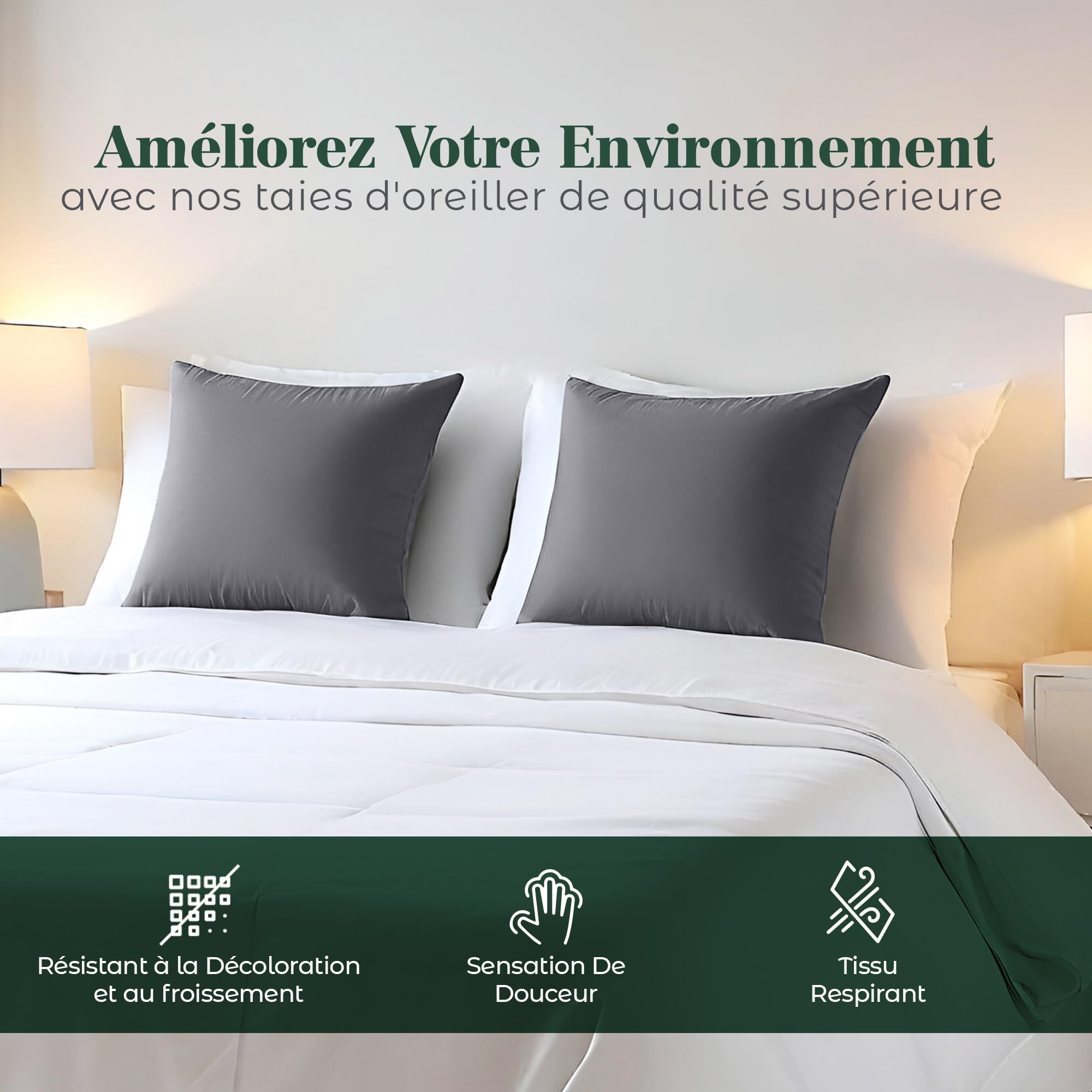Utopia Bedding - Lot De 4 Taies D'Oreiller 60x60cm Blanches En Microfibre Douce - Fermeture Enveloppe