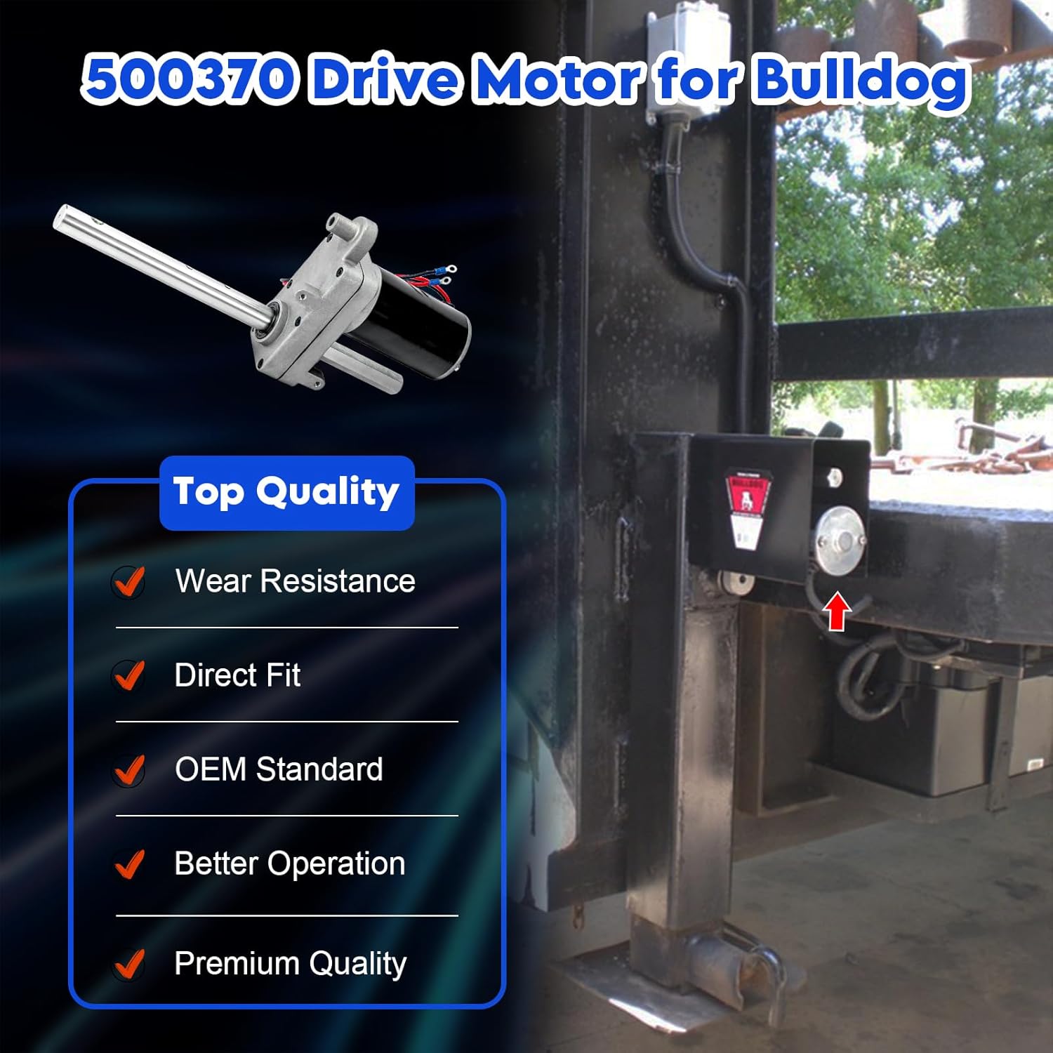 500370 RV Single Speed Drive Motor Compatible with Bulldog Electric Single-Speed Jacks, Replace for Bulldog Powered Drive Kit BD1046130-00, 1824200100, 1824210100, 1046131, 1046130